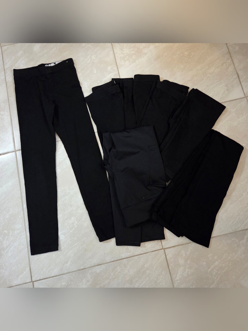 Huge Lot of Girls 7 Black Leggings Bundle - Skinny Flared & Athletic, EUC
